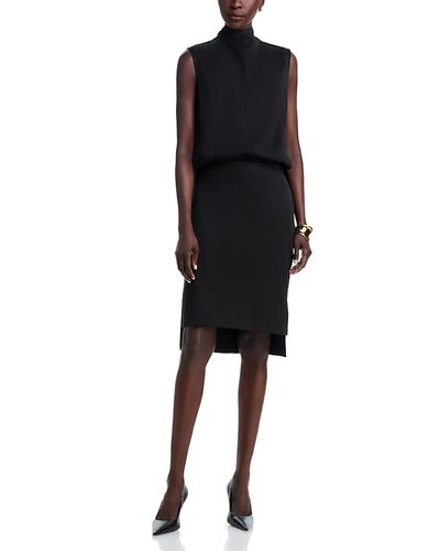 Brandon Maxwell Brandon Maxwell The Noa Mock Neck Blouson Sleeveless Dress