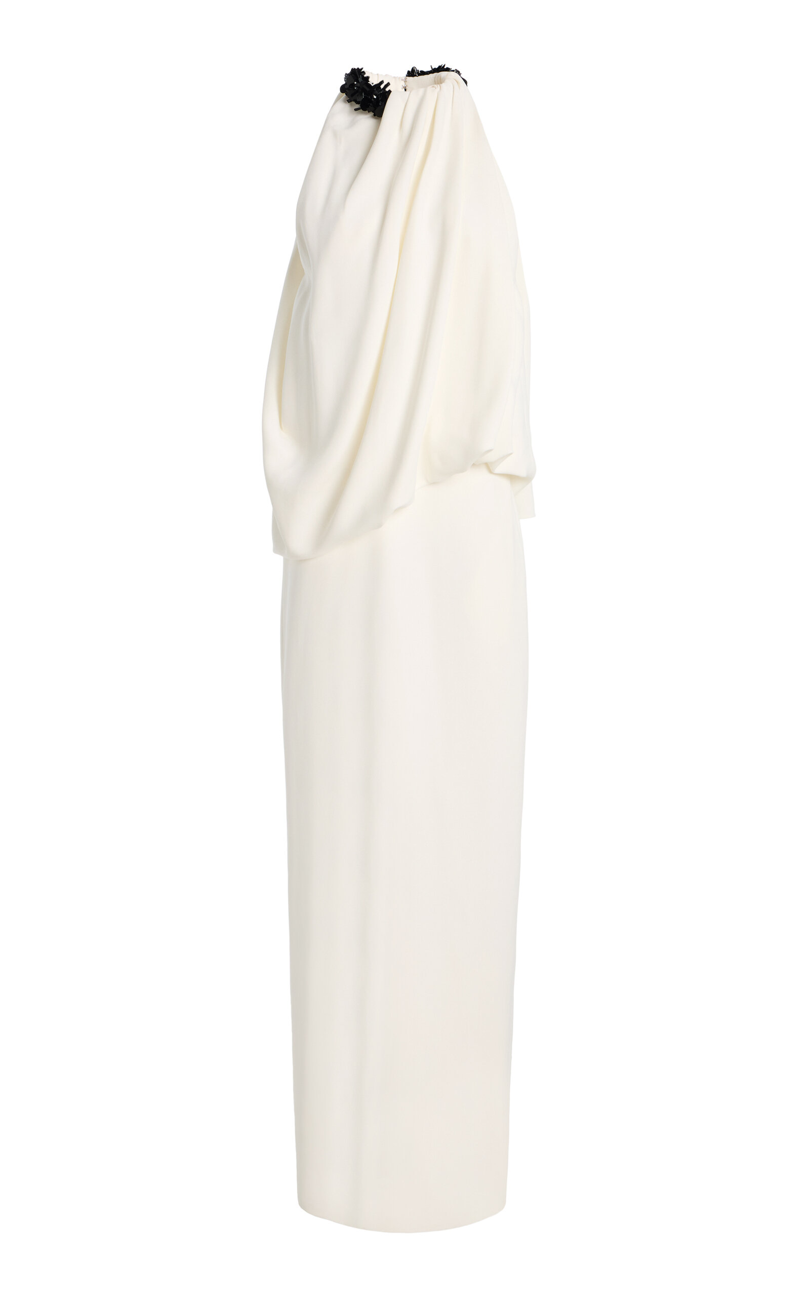 brandon maxwell crepe midi dress Brandon Maxwell The Amelie Embroidered Crepe-Silk Midi Dress