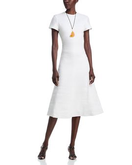 Brandon Maxwell Brandon Maxwell The Ridley Short Sleeve A Line Midi Dress