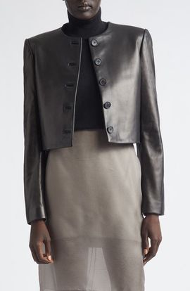 Brandon Maxwell Brandon Maxwell The Ryder Boxy Leather Crop Jacket