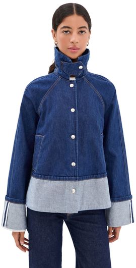 Brandon Maxwell Brandon Maxwell The Wells Trapeze Denim Jacket Indigo