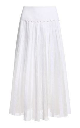 Brandon Maxwell Brandon Maxwell Tommy Embroidered Cotton Midi Skirt