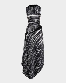Brandon Maxwell Fiora Sequin-Trim Asymmetric Maxi Dress