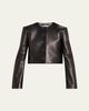 Brandon Maxwell Ryder Leather Cropped Box Jacket - 1