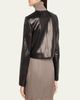 Brandon Maxwell Ryder Leather Cropped Box Jacket - 3