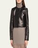 Brandon Maxwell Ryder Leather Cropped Box Jacket - 4