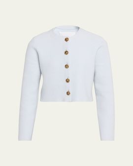 Brandon Maxwell Ryder Wool Knit Crop Jacket