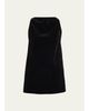 Brandon Maxwell Sable High-Neck Velvety Mini Dress - 1