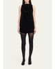 Brandon Maxwell Sable High-Neck Velvety Mini Dress - 2
