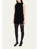 Brandon Maxwell Sable High-Neck Velvety Mini Dress - 4