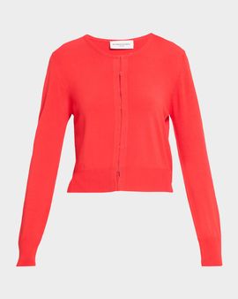 Brandon Maxwell The Ellery Viscose Rib Crewneck Cardigan