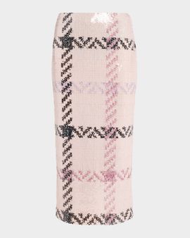 Brandon Maxwell The Mercer Paillette Check Midi Skirt