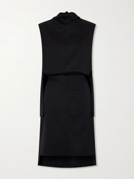 BRANDON MAXWELL The Noa gathered wool-twill turtleneck mini dress
