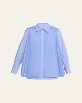 Brandon Maxwell Vaughn Frothy Layered Button-Down Shirt