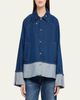 Brandon Maxwell Wells Trapeze Denim Jacket - 4