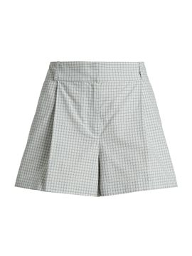 Brandon Maxwell Women's The Lennon Checked Cotton Pleated Shorts