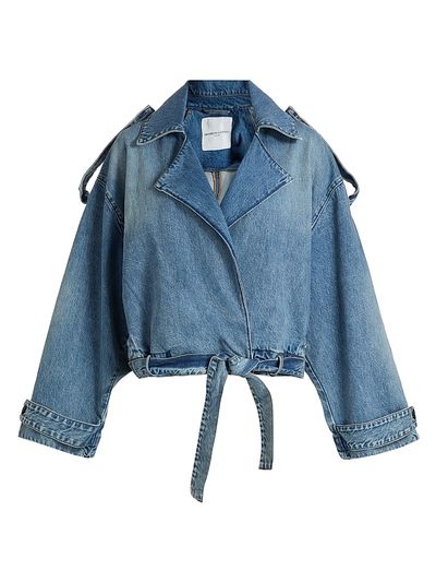 Brandon Maxwell Women's The Regan Denim Belted Trench Coat