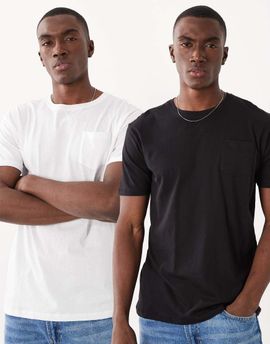 Brave Soul Brave Soul 2 pack crew neck jersey T-shirt with pocket detail-Multi
