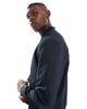 Brave Soul Brave Soul borg lined short bomber jacket in navy - 4