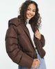 Brave Soul Brave Soul bunny hooded puffer jacket in chocolate brown - 1