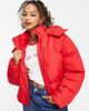 Brave Soul Brave Soul bunny hooded puffer jacket in red - 1
