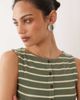 Brave Soul Brave Soul button down jersey tank top in green stripe - 3