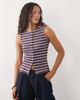 Brave Soul Brave Soul button down tank top in burgundy and blue stripes-Red - 1