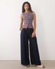Brave Soul Brave Soul button down tank top in burgundy and blue stripes-Red - 2