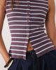 Brave Soul Brave Soul button down tank top in burgundy and blue stripes-Red - 3