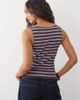 Brave Soul Brave Soul button down tank top in burgundy and blue stripes-Red - 4