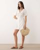 Brave Soul Brave Soul button front mini tea dress in off white with oversized collar and embroidery detail - 1