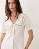 Brave Soul Brave Soul button front mini tea dress in off white with oversized collar and embroidery detail - 2