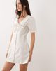 Brave Soul Brave Soul button front mini tea dress in off white with oversized collar and embroidery detail - 3
