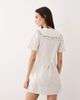Brave Soul Brave Soul button front mini tea dress in off white with oversized collar and embroidery detail - 4