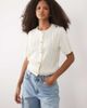 Brave Soul Brave Soul cable knit short sleeve cardigan with gold-tone faux shell buttons in ecru-White - 1