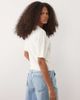 Brave Soul Brave Soul cable knit short sleeve cardigan with gold-tone faux shell buttons in ecru-White - 4