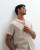 Brave Soul Brave Soul camp collar short sleeve shirt in ecru seersucker stripes-Neutral - 1