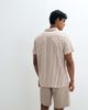 Brave Soul Brave Soul camp collar short sleeve shirt in ecru seersucker stripes-Neutral - 4