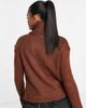 Brave Soul Brave Soul cattio boxy cropped turtle neck sweater in brown - 2