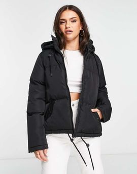 Brave Soul Brave Soul cello hooded puffer jacket in black
