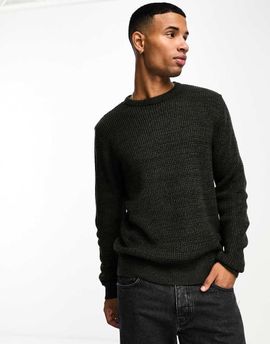 Brave Soul Brave Soul chunky color twist sweater in navy & khaki