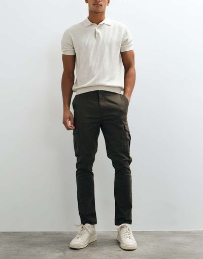 Brave Soul Brave Soul cotton-blend twill cargo chinos in khaki green