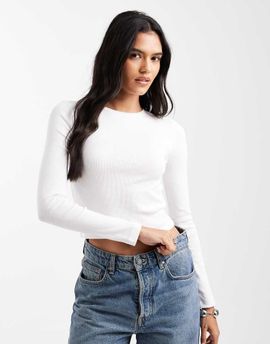 Brave Soul Brave Soul cotton blend long sleeve t-shirt in white