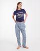 Brave Soul Brave Soul cotton cacio e pepe graphic print t-shirt and gingham pants pajama set in navy - 1