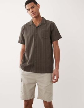 Brave Soul Brave Soul cotton cargo shorts with linen in stone-Neutral