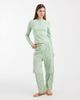Brave Soul Brave Soul cotton long sleeve henley t-shirt and gingham pants pajama set in sage green - 1