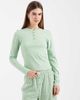Brave Soul Brave Soul cotton long sleeve henley t-shirt and gingham pants pajama set in sage green - 2