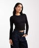 Brave Soul Brave Soul cotton long sleeve t-shirt with lettuce hem in black - 1