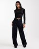 Brave Soul Brave Soul cotton long sleeve t-shirt with lettuce hem in black - 3