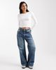 Brave Soul Brave Soul cotton long sleeve T-shirt with lettuce hem in white - 2